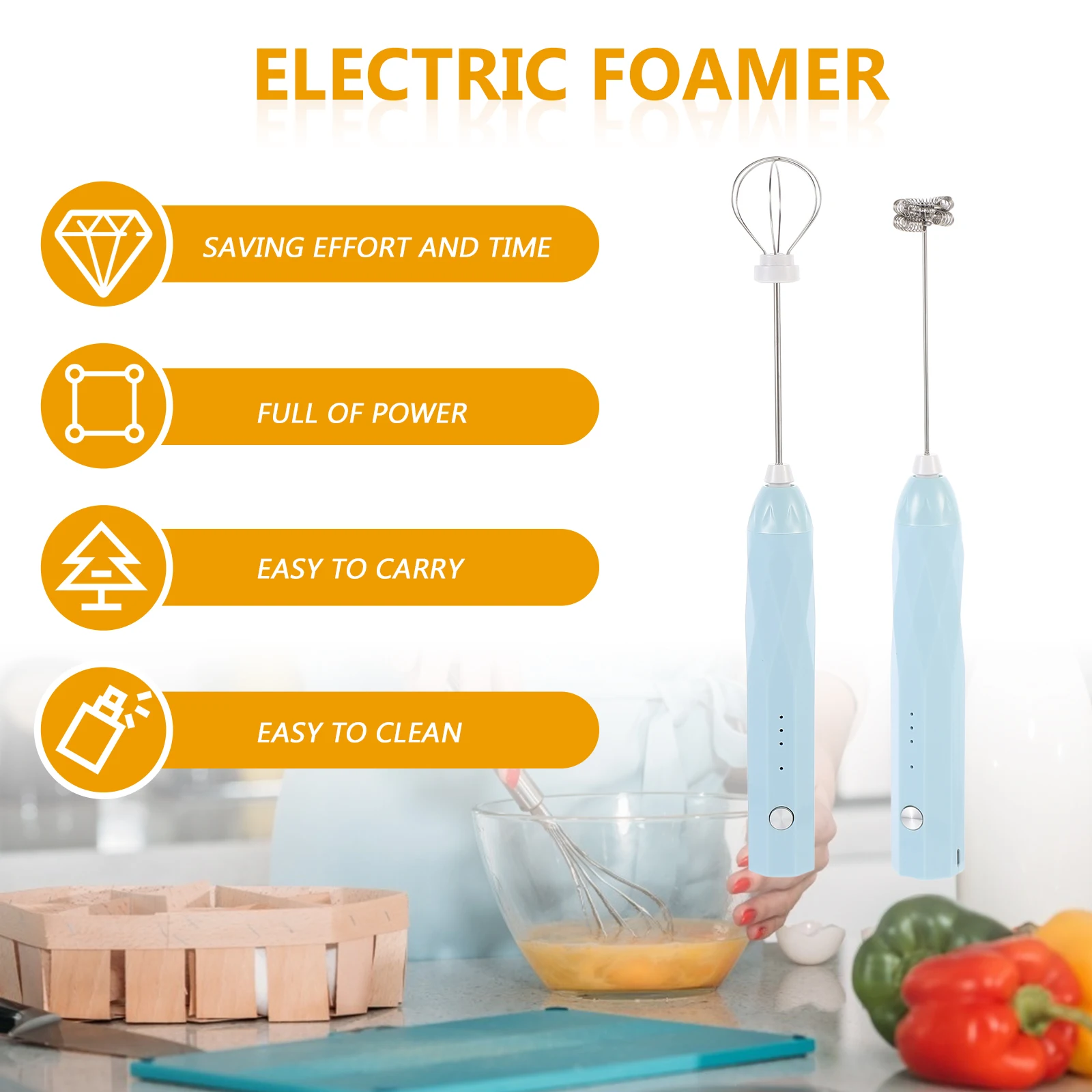 

1 set 1 Set Usb Rechargeable Electric Whisk Mixer Portable Handheld Milk Frother Coffee Blender Foams Maker Egg Stirrer Bubbler
