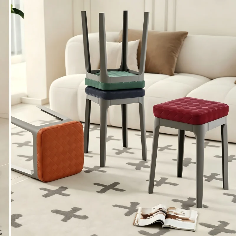 Modern Plastic Stools Stackable Soft Padded Durable Thickened Design Eco-Friendly Commercial Use Restaurant Dining Chairs