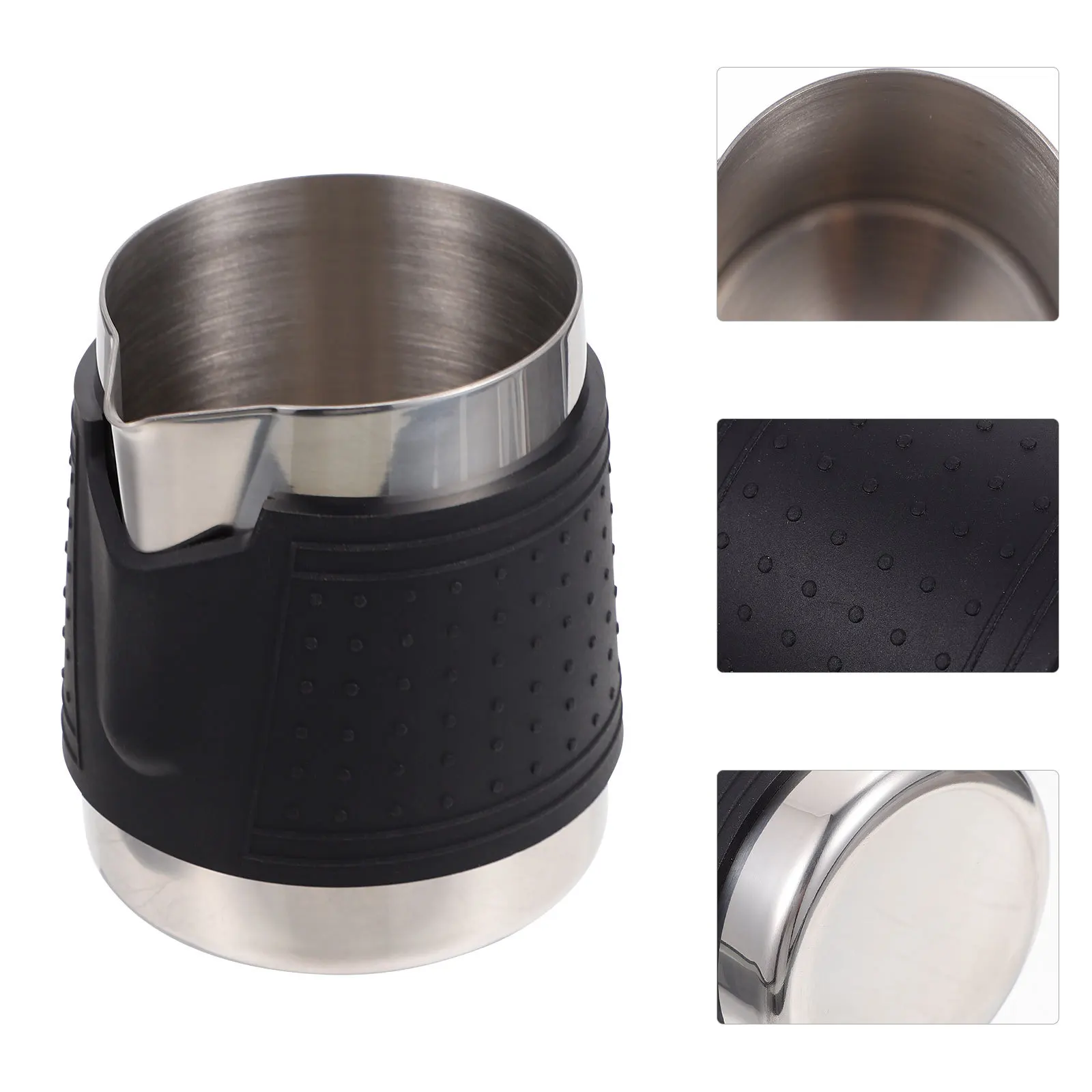 

Milk Frothing Cup Stainless Steel 350ml Silicone Sleeve Coffee Pitcher Anti-Scald Latte Art Making Cup Coffee Pitcher
