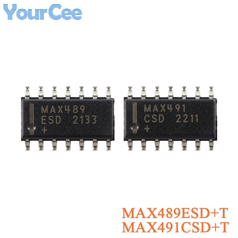 MAX491CSD MAX489 MAX489ESD+T MAX491 SOIC-14 Swing Rate Limited Low Power RS-485/RS-422 Transceiver Chip IC SMD