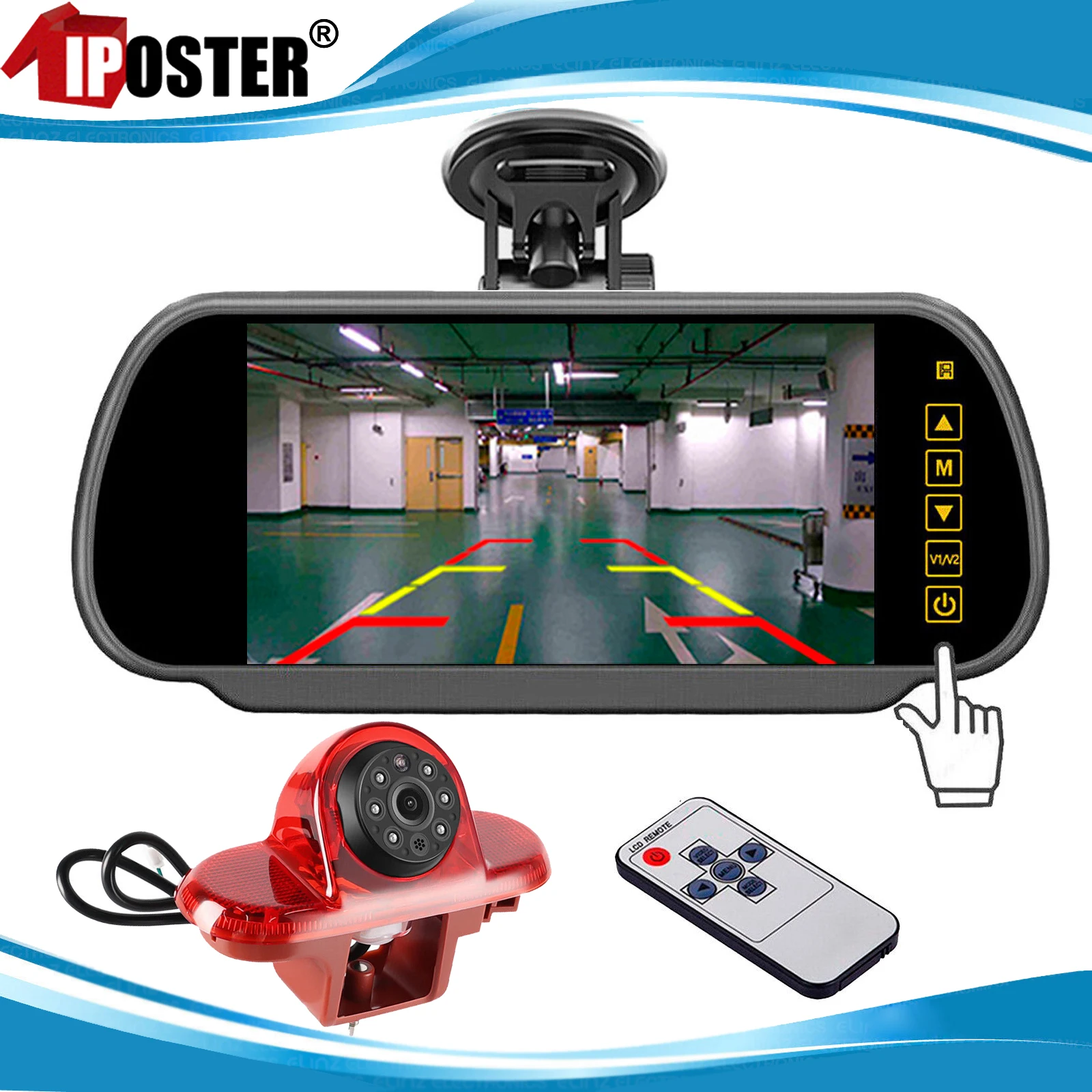 

iPoster 7" Mirror Car Monitor 3RD IR Brake Light Backup Reversing Camera Waterproof For Renault Trafic Vauxhall Opel Vivaro