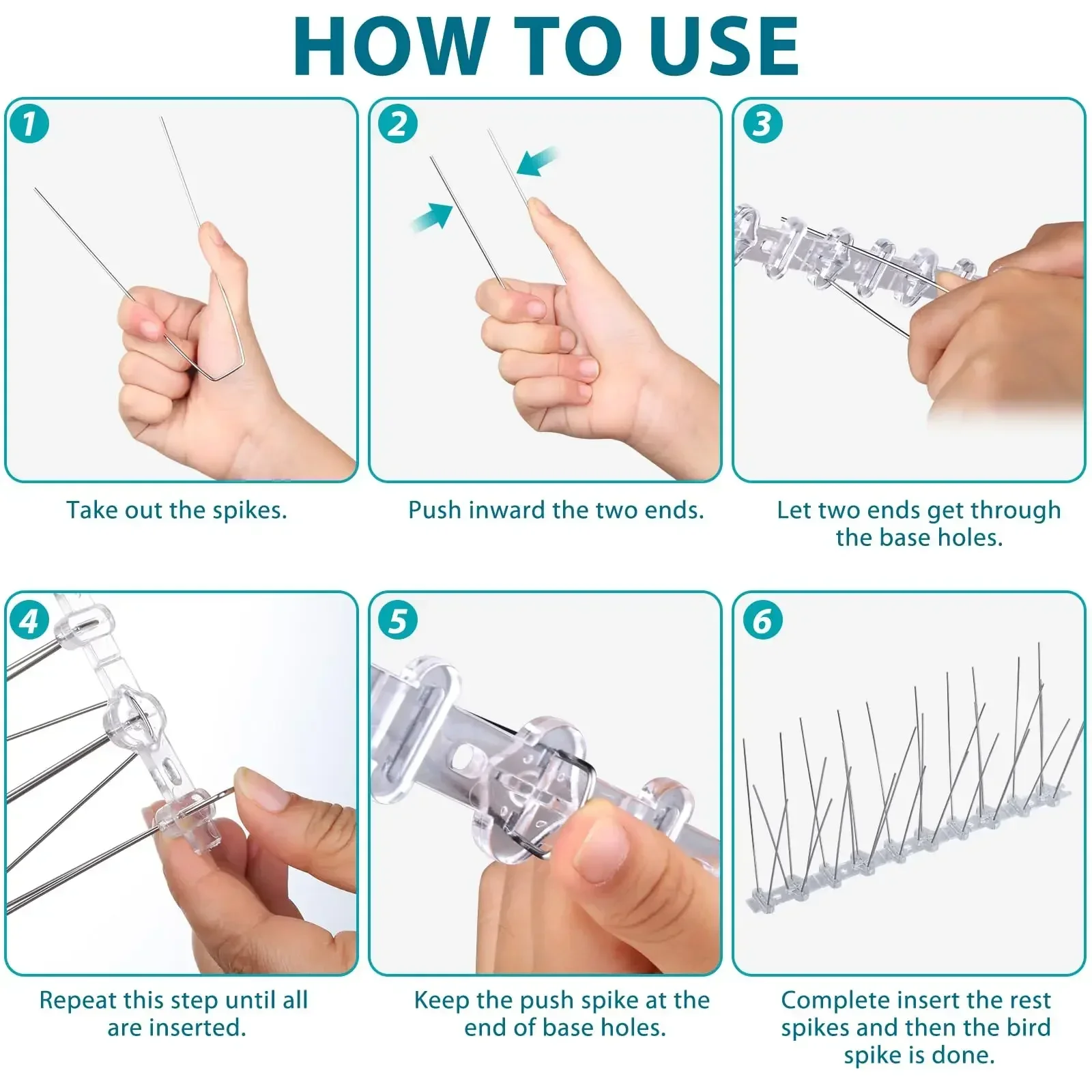12Pcs Bird Spikes Stainless Steel Bird Devices Outdoor for Fence Windowsill Roof Protection Anti Perching Deterrent System