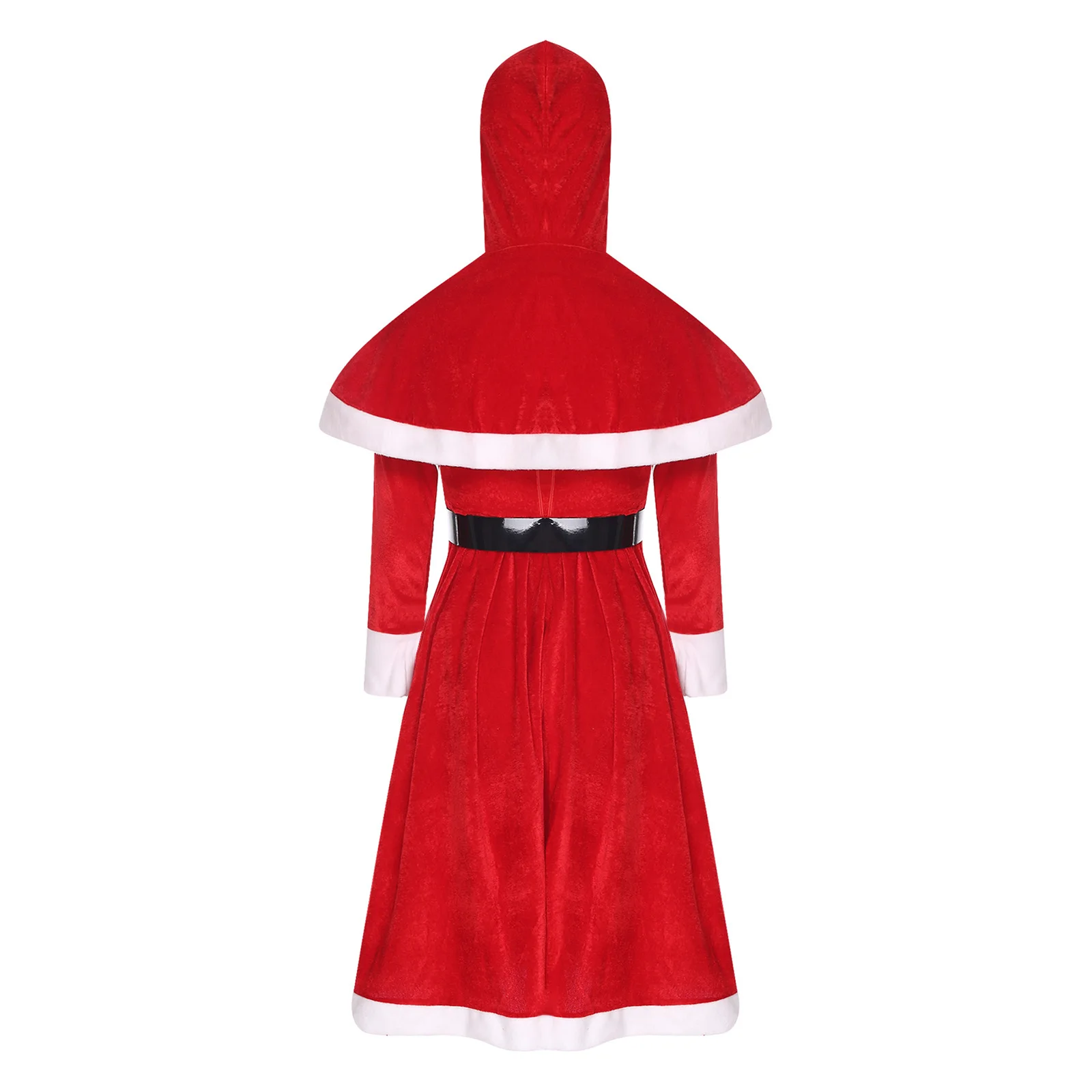 Costume de père noël pour femmes, tenue de Cosplay de noël, robe à capuche en velours rouge, vêtements de fête pour jeu de rôle de noël