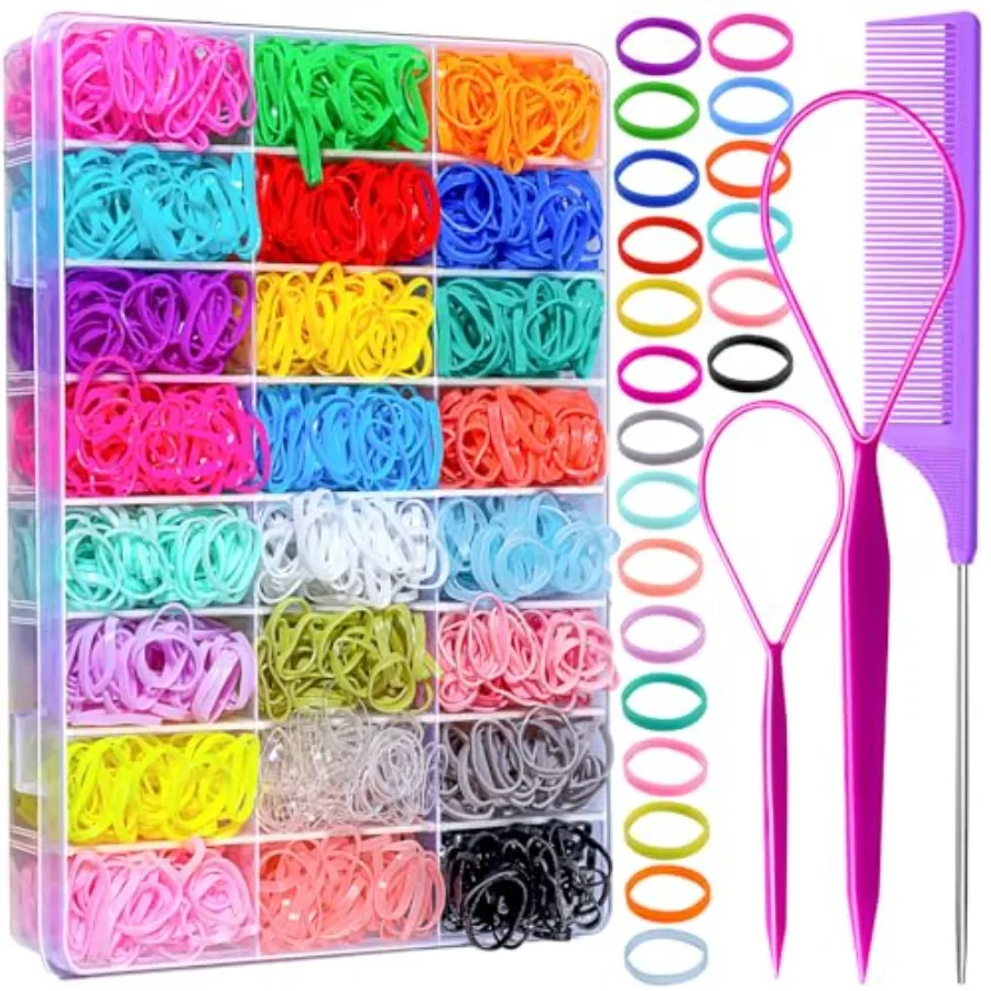 Elastic Hair Bands, Colorful Toddler Hair Accessories for Girls, Baby, Mini Rubber Bands for Hair, Small Hair Ties Set, Christm