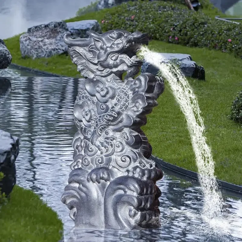 Sprinkler faucet carved pool ornament bluestone courtyard landscape decoration garden