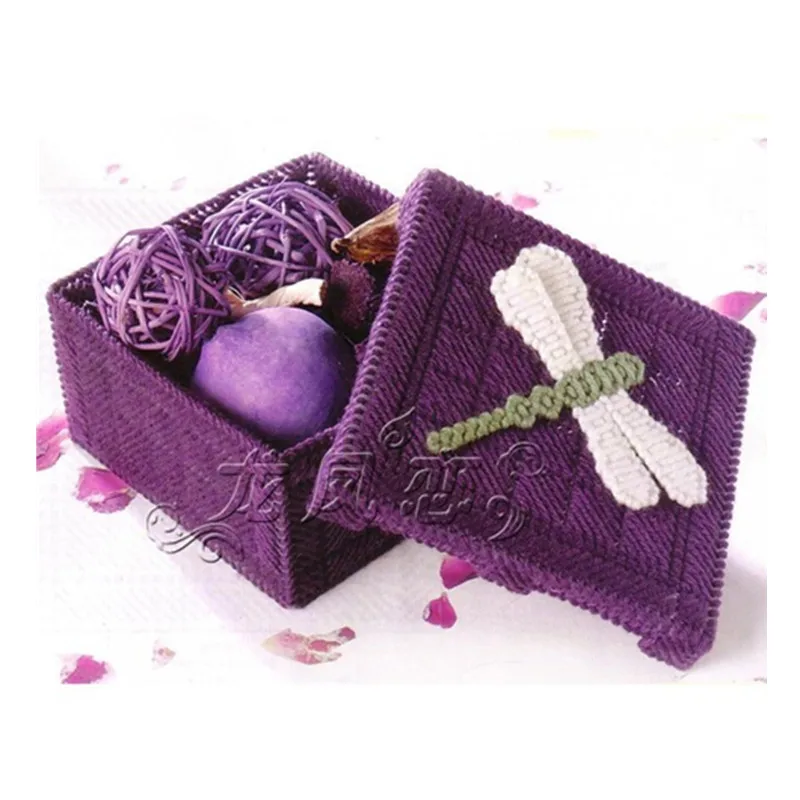 12 x 12 x 6.5 dragonfly Purple Jewelry Box embroidery kit DIY handmade craft set Crocheting knitting needlework supplies