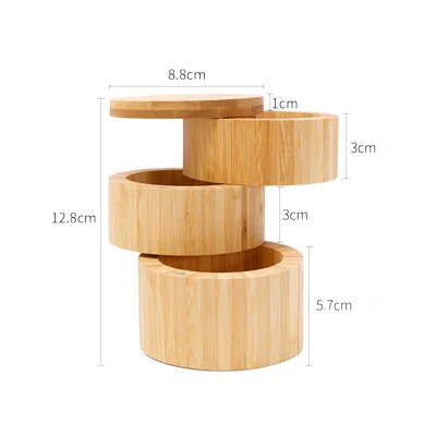 

Bamboo Classic 3 Tier Multi Compartment Storage for Spices, Herbs / Modern, Compact and Convenient Salt Box