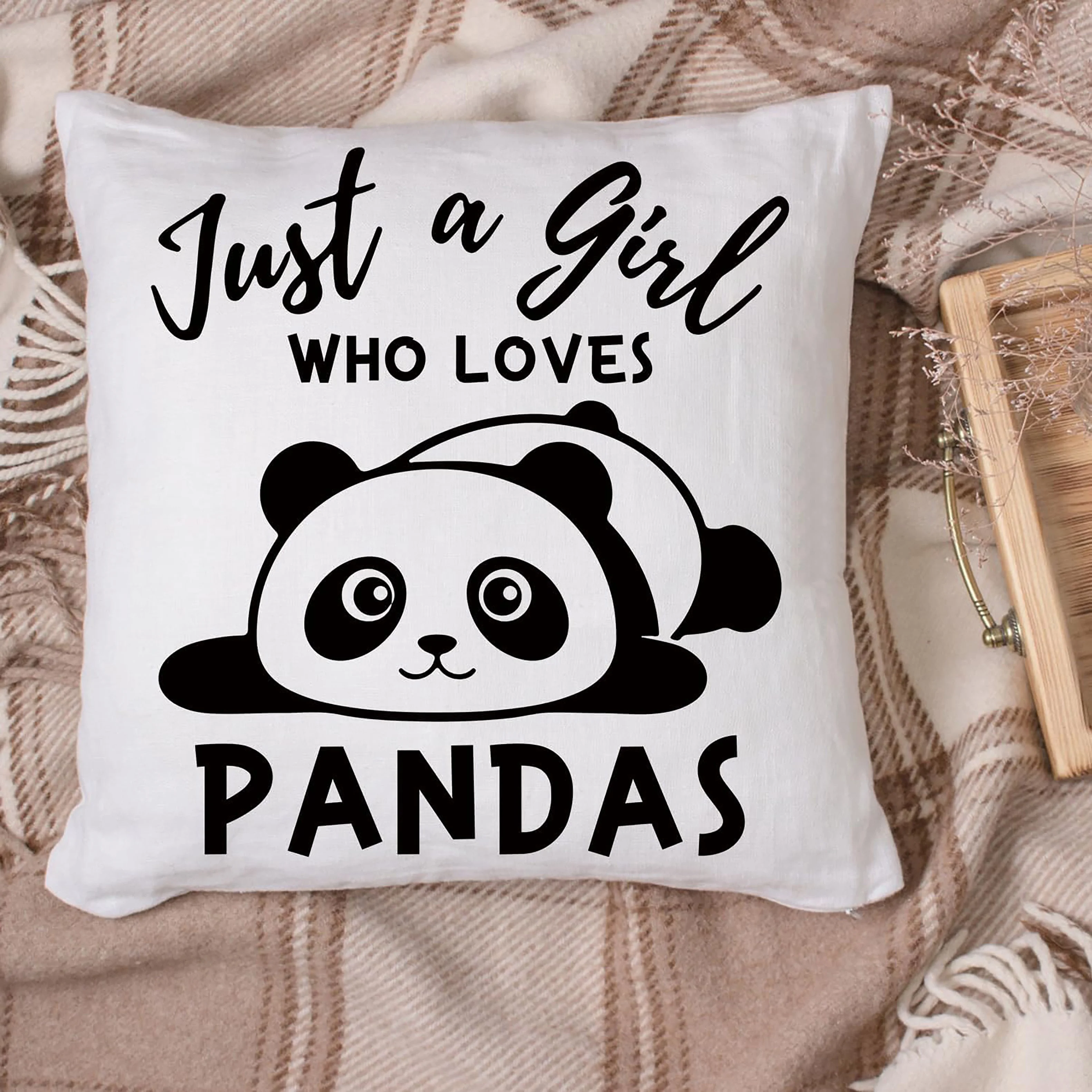 Panda Pattern Pillowcase - Polyester, Machine Washable - Perfect for sofas and bedroom decor, pillow insert not included.