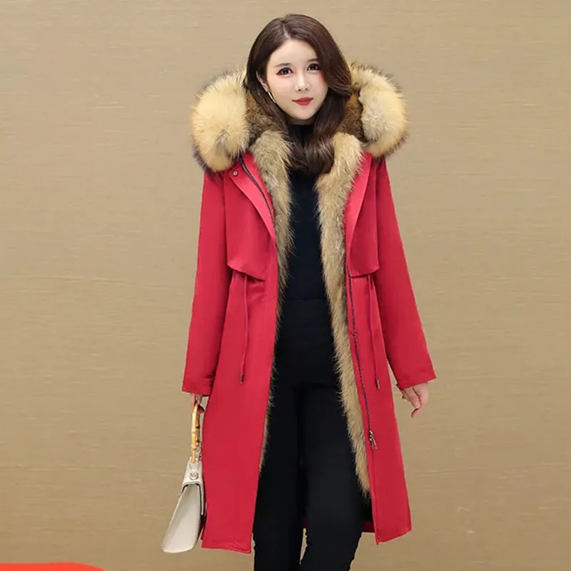 New Winter Jacket Women\'s Parkas Thick Warm Fur Lining Long Parke Female Fox Fur Detachable Faux Fur Overcoat Hooded Coat 5XL