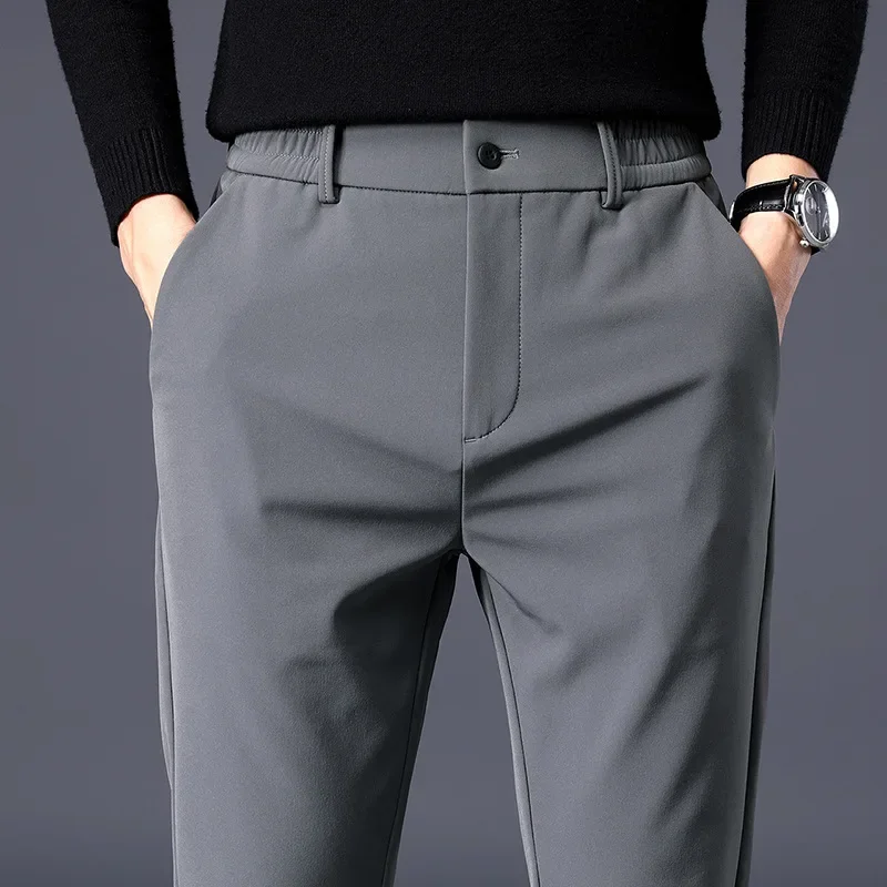 Summer Men's Casual Pants Thin Business Stretch Slim Fit Elastic Waist Jogger Korean Classic Blue Black Gray Brand Trousers Male