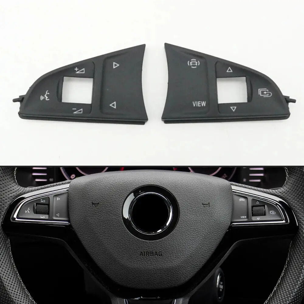 1Pair Car Steering Wheel Switch Button Cover For Skoda Superb III Octavia Rapid