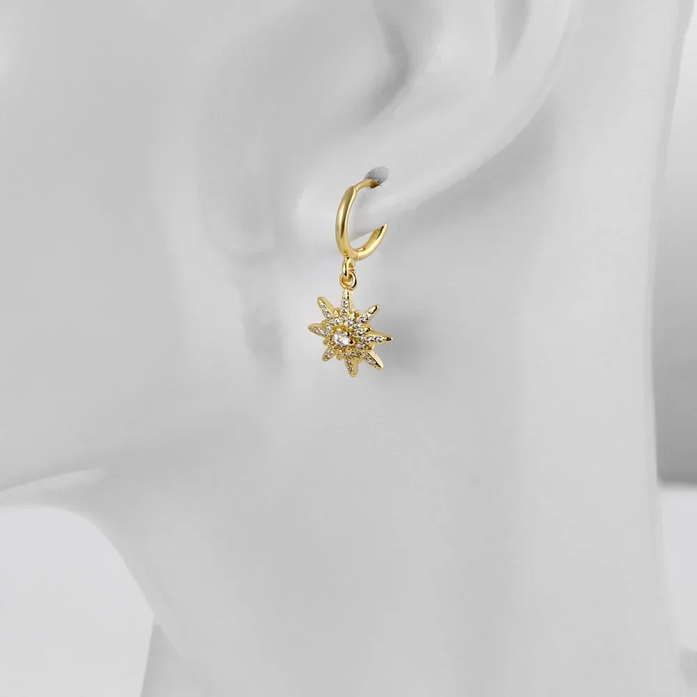 18k Gold Plated Copper Geometric Tip Cone Zircons Hoop Earrings for Women Pendants Jewelry  Accessories Gifts