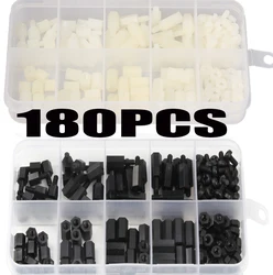 180Pcs M3 Female Male Screws White&Black Hex Nylon Standoff Spacer Column For PCB Motherboard Fixed Plastic Spacing Screws Set