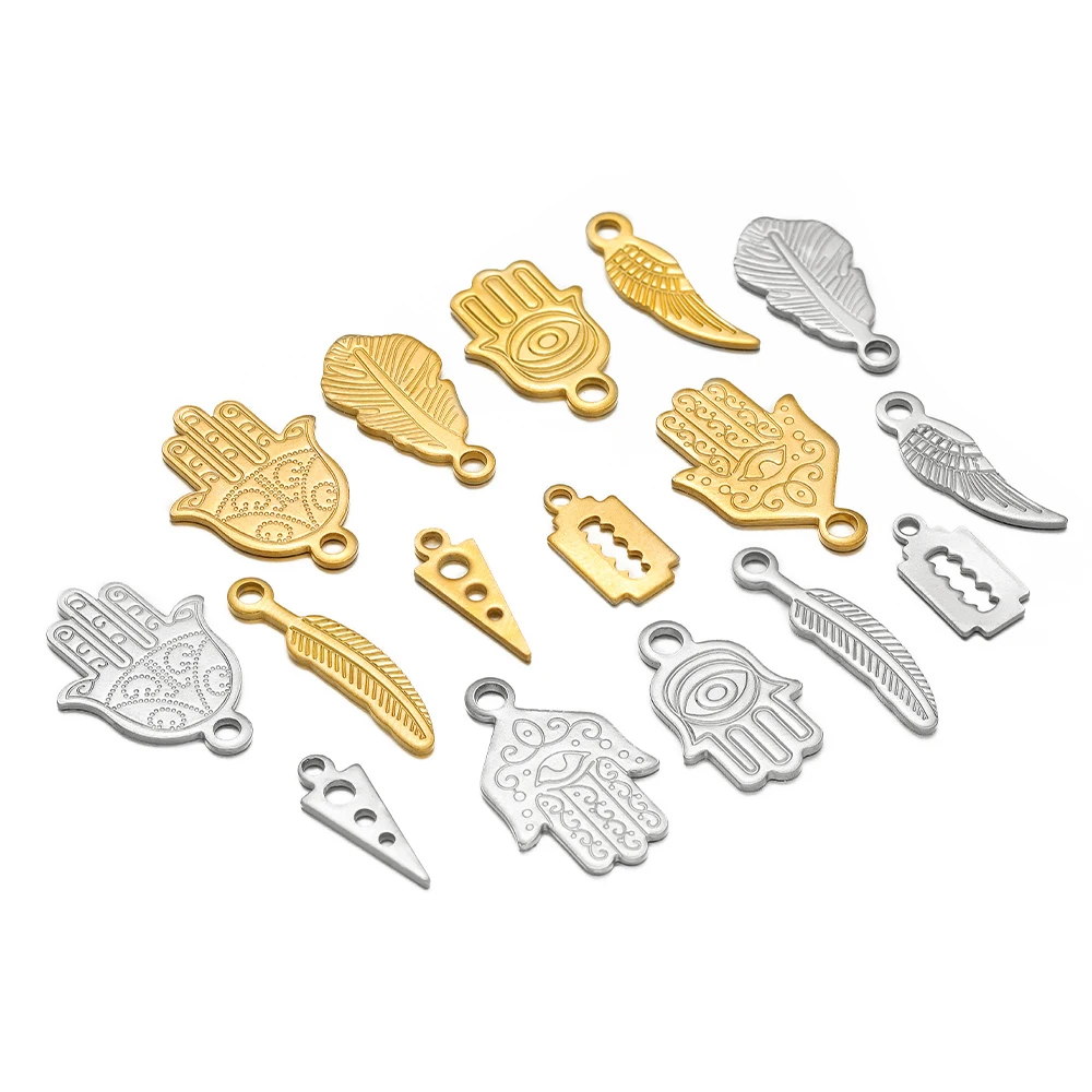 20Pcs Stainless Steel Wing Leaf Charms Gold Palm Pendants for DIY Crafts Necklace Bracelet Decorative Jewelry Making Wholesale