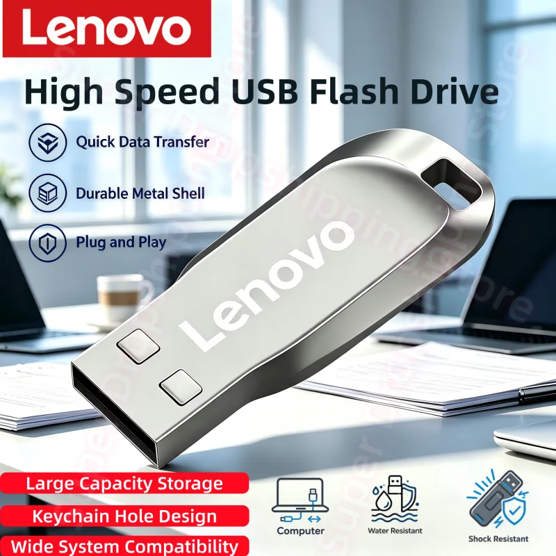 Lenovo High Speed USB3.0 Metal Waterproof Flash Drive Portable External Storage Memory Stick For Phone Laptop PC Data Transfer