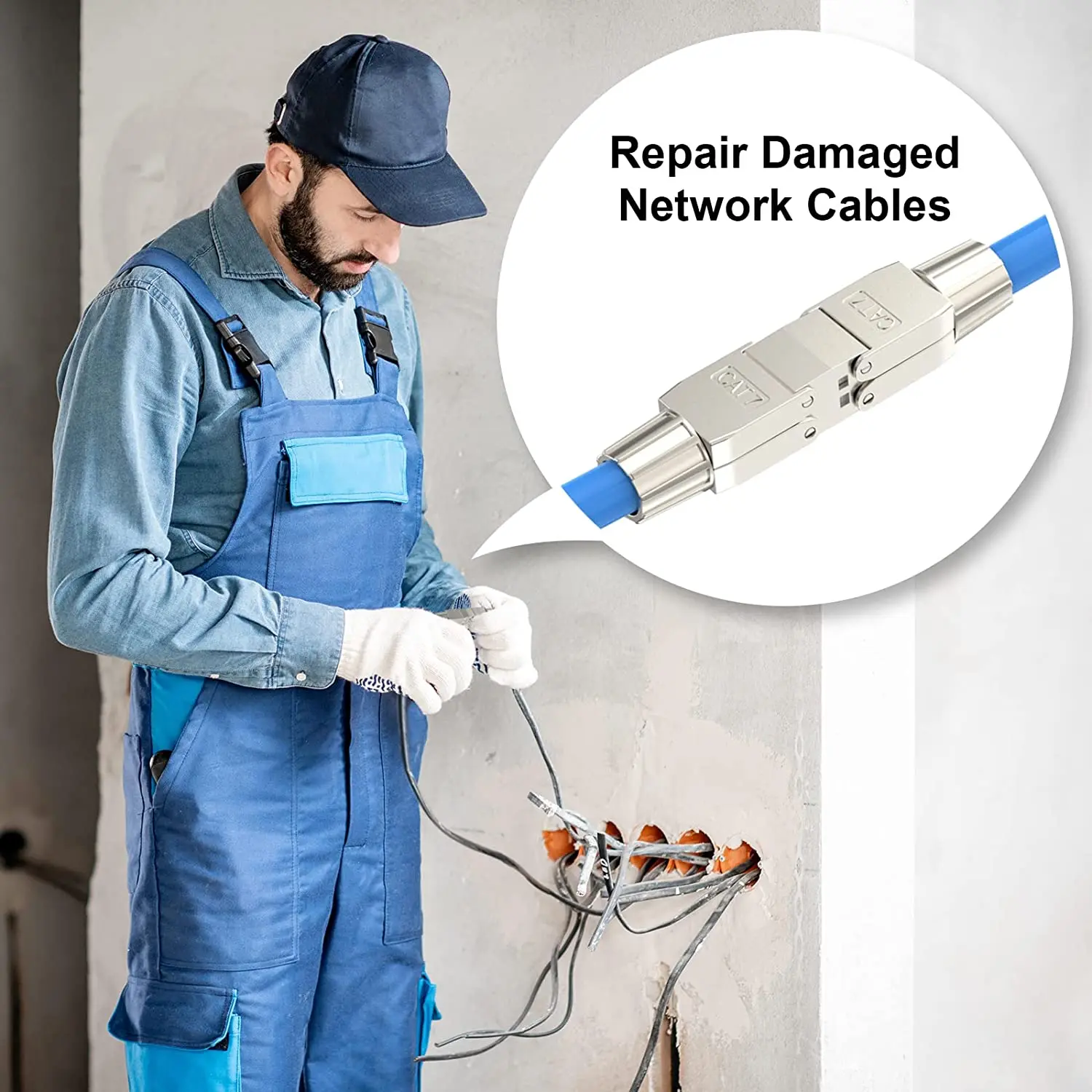 ZoeRax LSA-Netzwerkkabelverbinder, werkzeuglos, Cat7 Cat6a, RJ45 LAN-Verlängerung, geschirmt für Installationskabel, Ethernet – 1 Stück – Detail 1