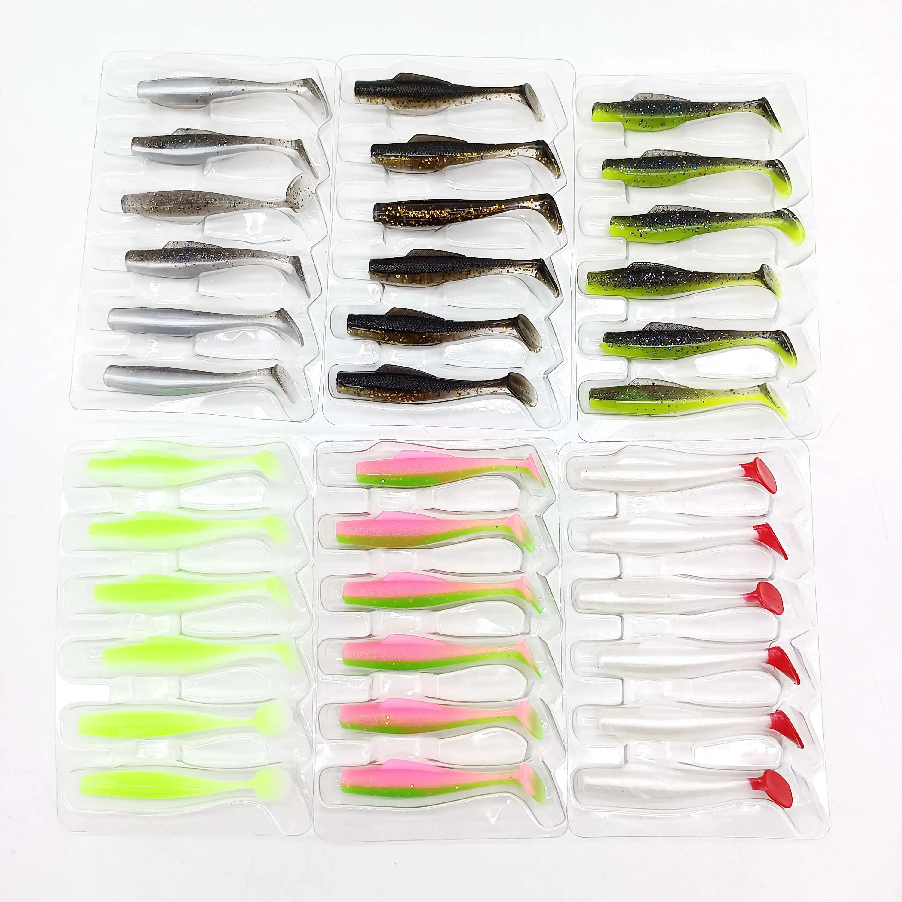 Duoduoyu 6pcs neuer tpe weicher Angel köder 1,7g/60mm T-Schwanz weicher Silikon Swimbait Wobbler für Hecht Bass Shad Angel gerät – Detail 1