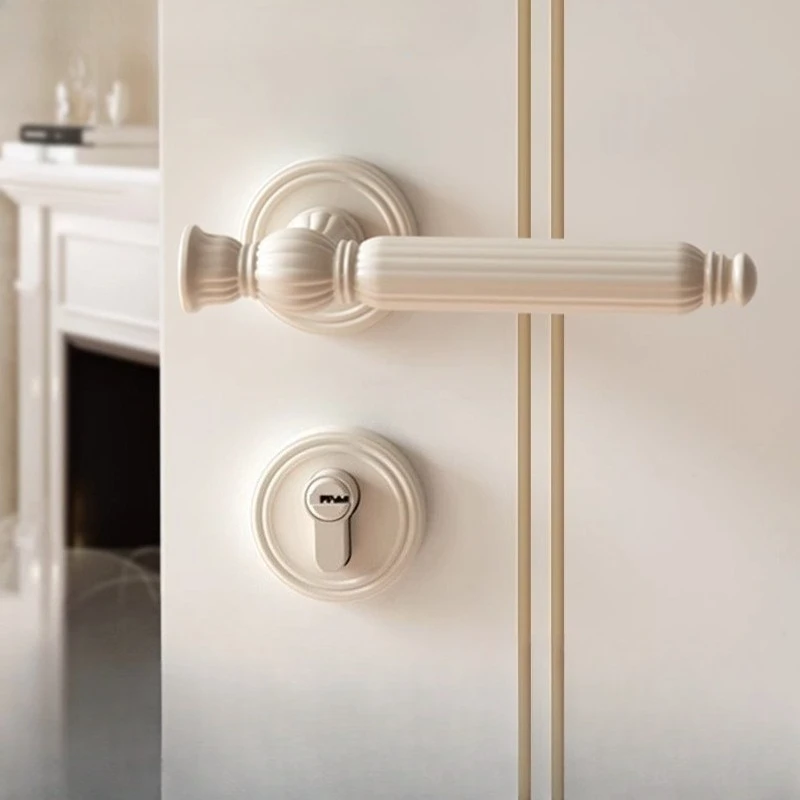 

Дверная ручка для межкомнатных деревянных дверей в французском стиле, кремового цвета, для спальни, с замком