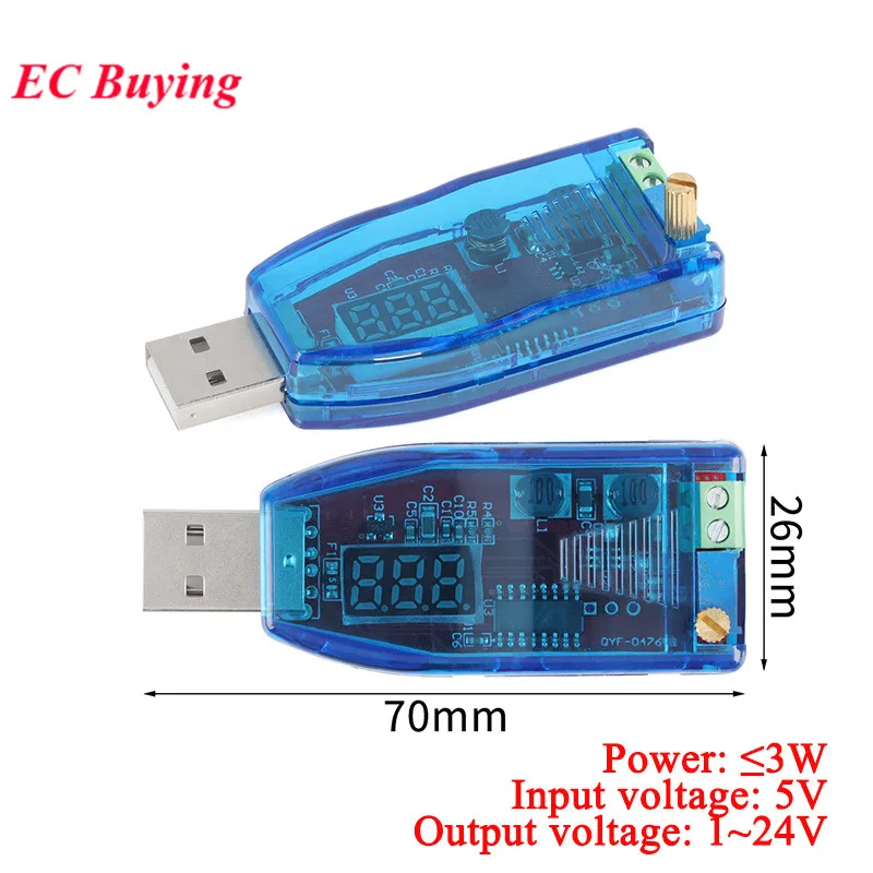 DC-DC 5V to DC 1-24V Adjustable Potentiometer USB Step Up/Down Buck Boost Converter Power Supply Voltage Regulator Module LED Re