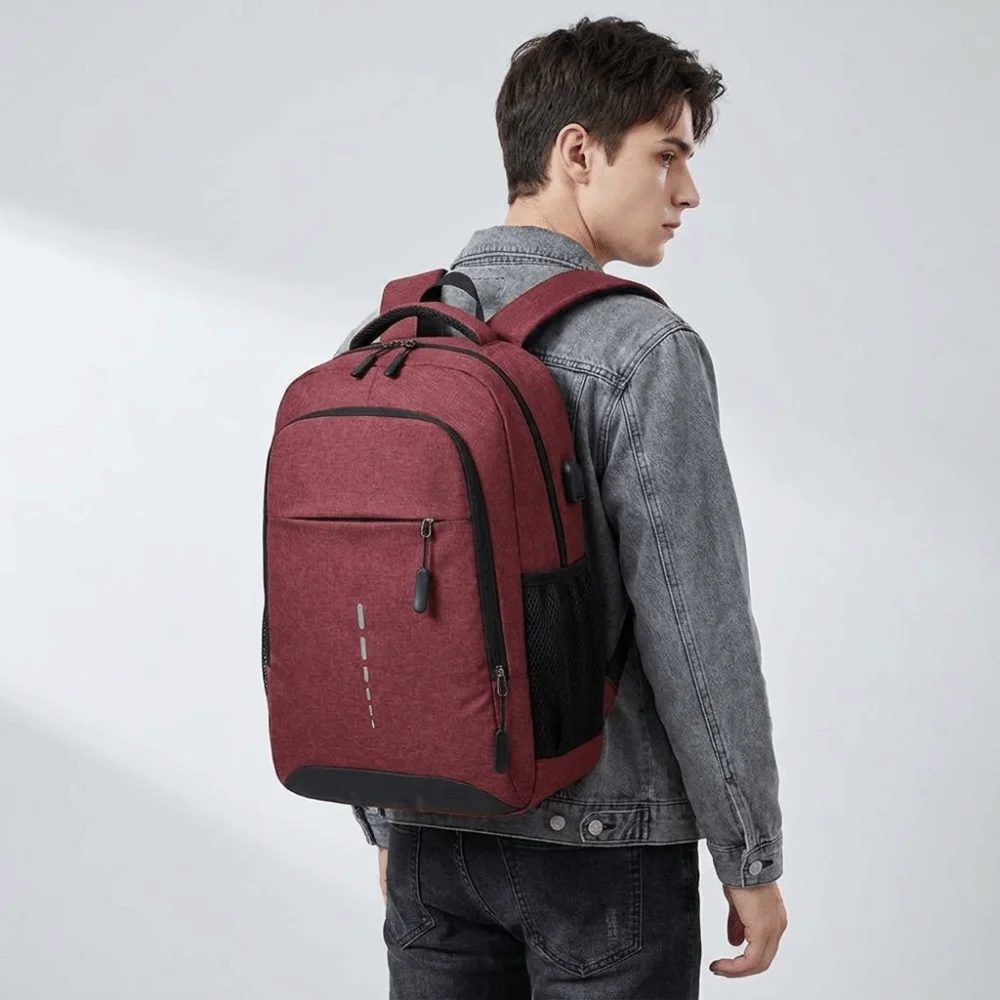 

Large Capacity Student Backpack Oxford Cloth Multifunctional Computer Rucksack Multiple Pockets Solid Color School Bag Daily