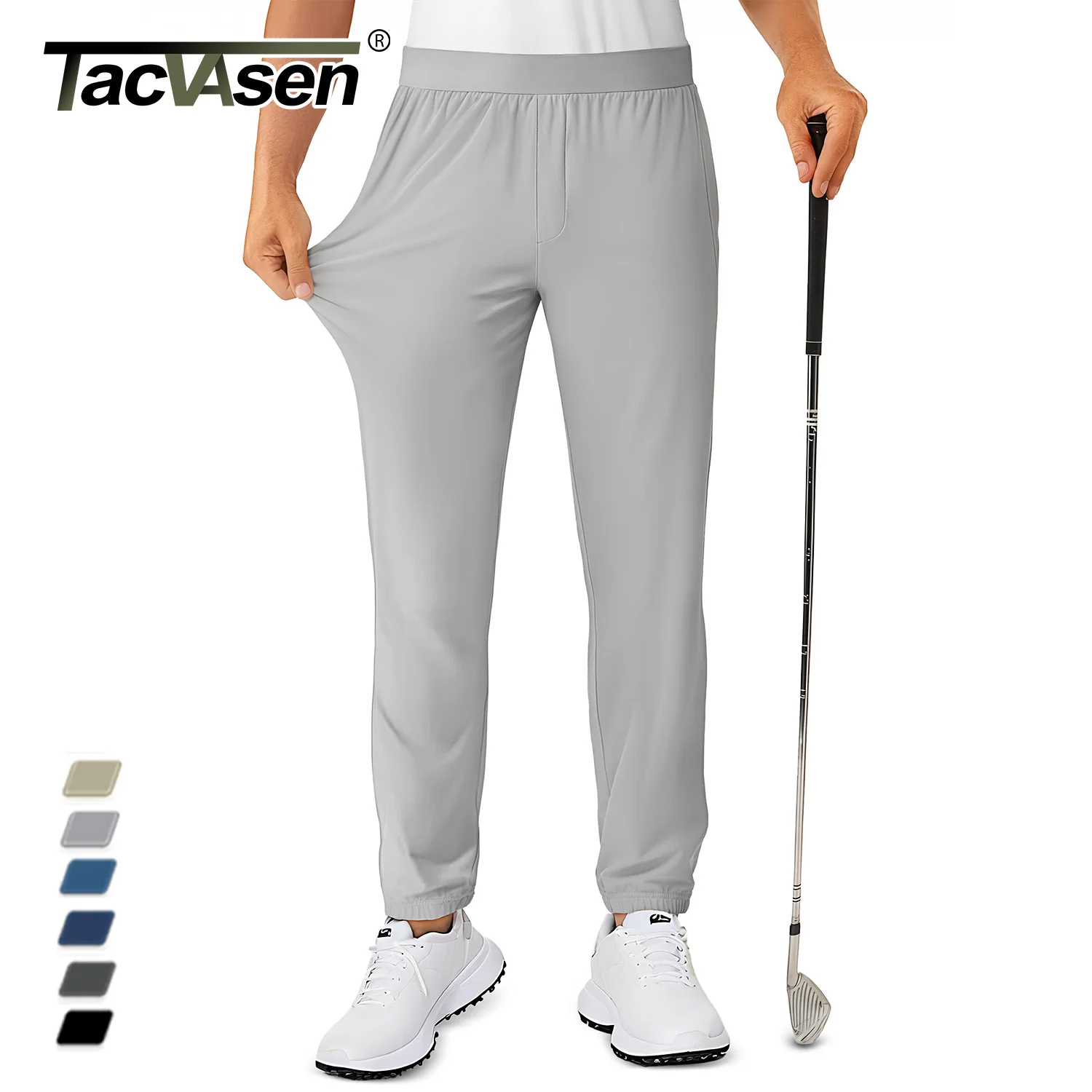 

Мужские брюки для гольфа TACVASEN: эластичные джоггеры с карманами на молнии, дышащие, легкие, для работы, повседневной носки и бега