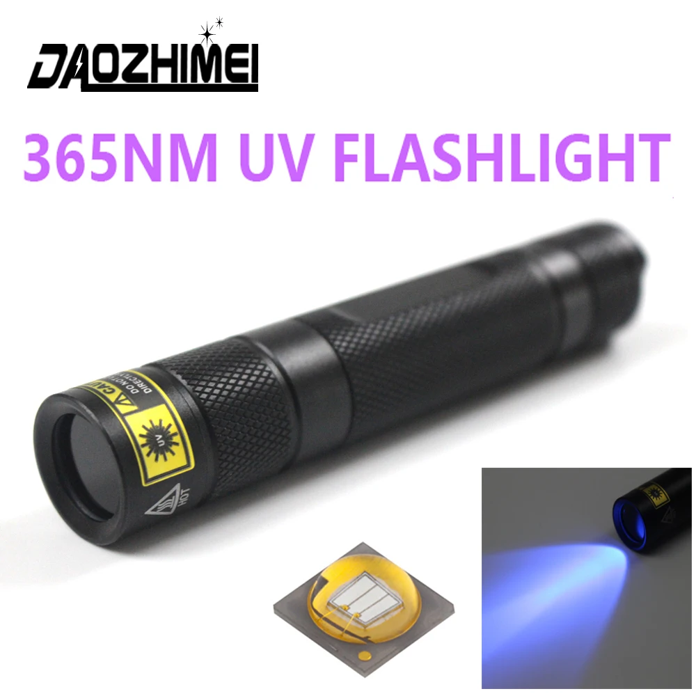 Portable 10W 365nm Blacklight UV Flashlight 18650 Rechargeable UV Flashlight Headlamp for Pet Urine Detector Resin Curing