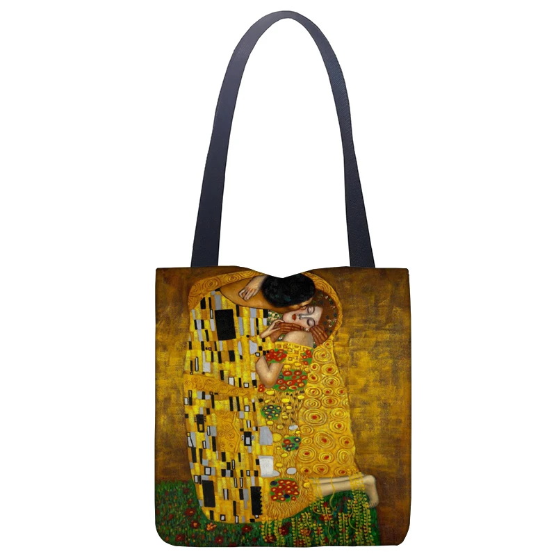 Bolso de mano de Gustav Klimt, bolsa de hombro informal de gran capacidad abstracta, bolso reutilizable, bolso con estampado de personajes de moda, nuevo