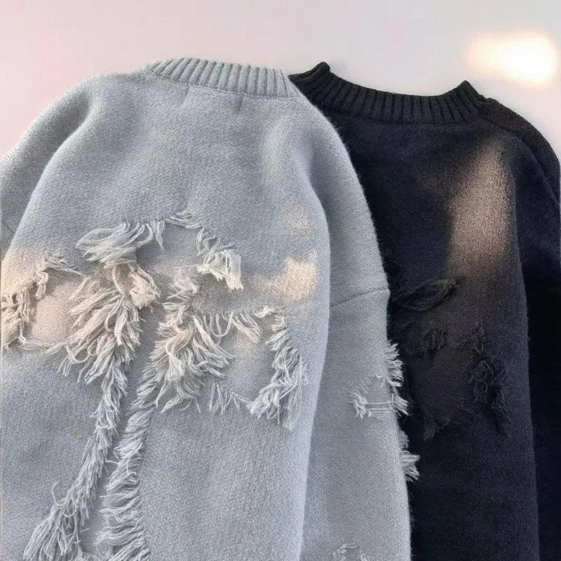Maglione allentato patchwork nuova moda invernale uomo streetwear maglioni casual da uomo di alta qualità pullover di lavoro a maglia caldi da uomo