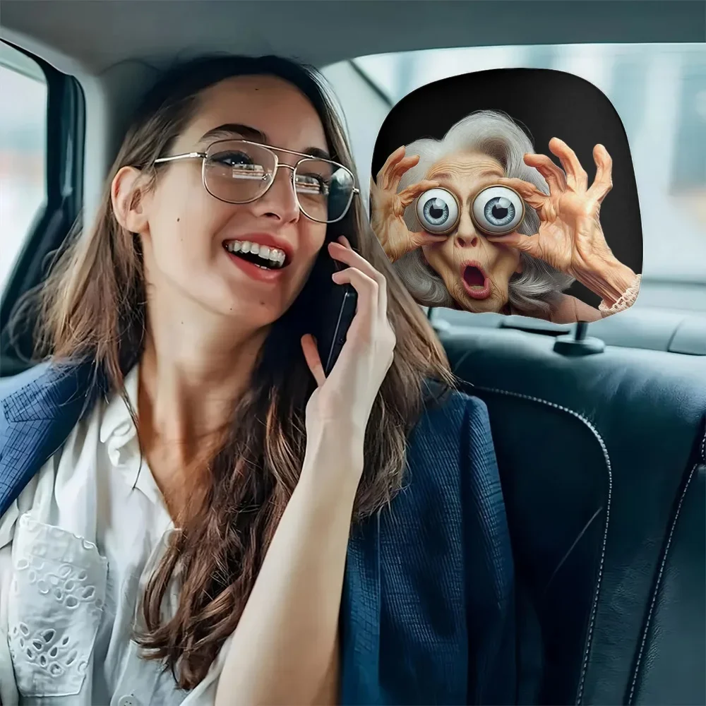 2pcs Exaggerated Big Eyed Headrest Covers Removable Washable Car Headrest Covers Easy To Install