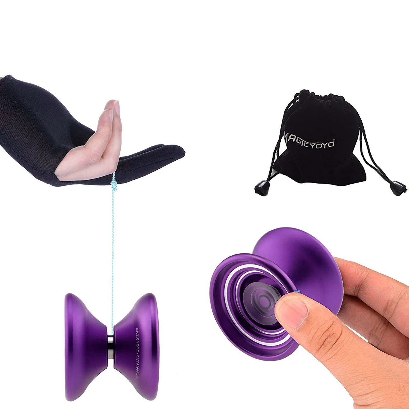 MAGICYOYO K7 + K2 Crystal Responsive Kids Beginner Yoyo Durable ABS &Alloy Responsive Alloy Yoyo with 2 Bags 2 Gloves 10 Strings