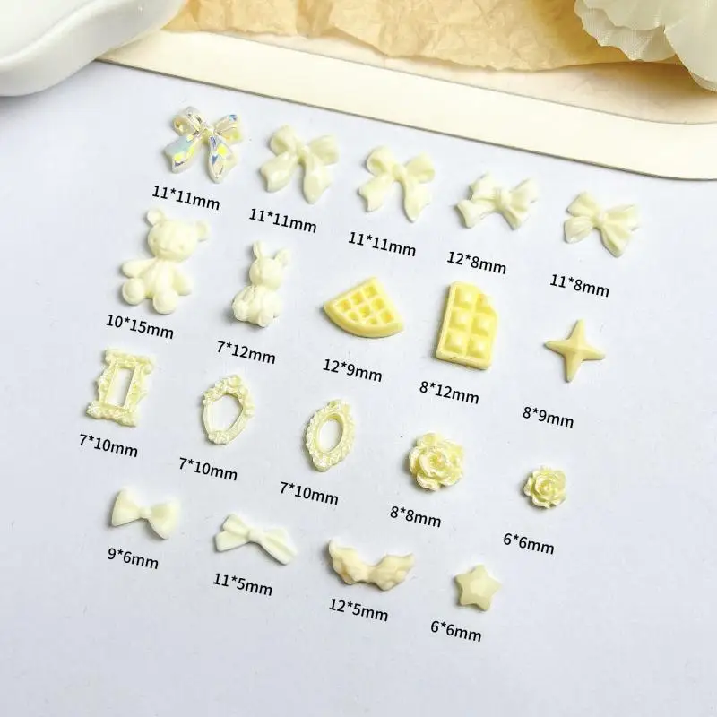 Cartoon Cute Little Rabbit Bear Nail Art Decorations Hollowed Photo Frame Simulated Chocolate Resin Nail Charms for DIY Nails