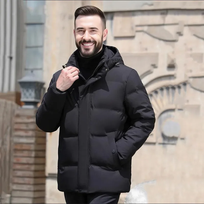 

Winter Down Jacket Men Plus Size Hooded Coat Warm Thick Business Casual Outerwear Fashion Puffer Jacket