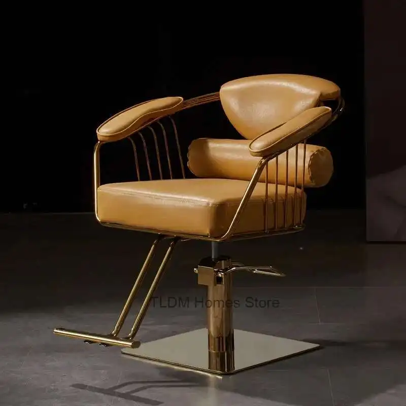 Barbershop Classic Barber Chair Retro Gold Swivel Portable Barber Chair Luxury Stool Cadeira De Barbeiro Salon Furniture