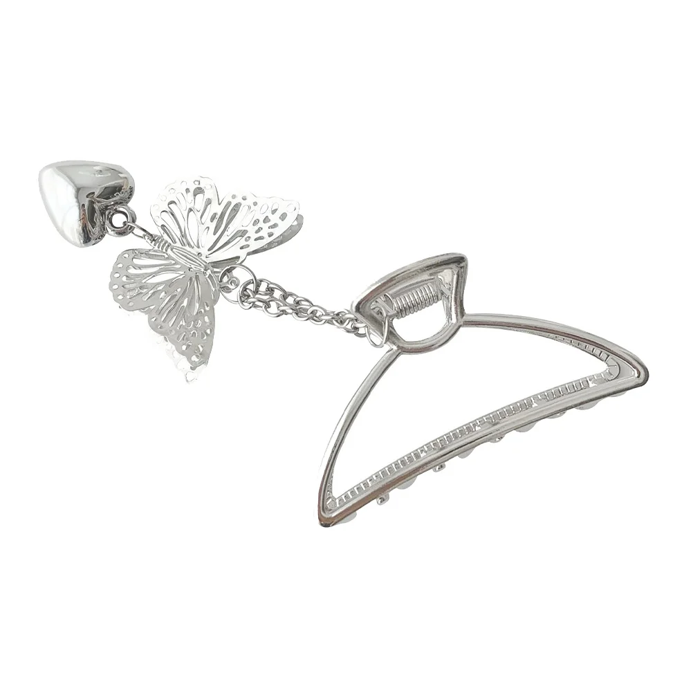 

Curved Chain Hair Clip Claw Clasp Silver Metal Women Headgear Fashion Durable Hollow Design Special Occasion Wedding Party