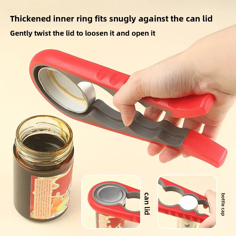 Custom 4-in-1 Jar Opener, Non-Slip Bottle Can Lid Twist Gripper, Multi-functional Kitchen Gadget