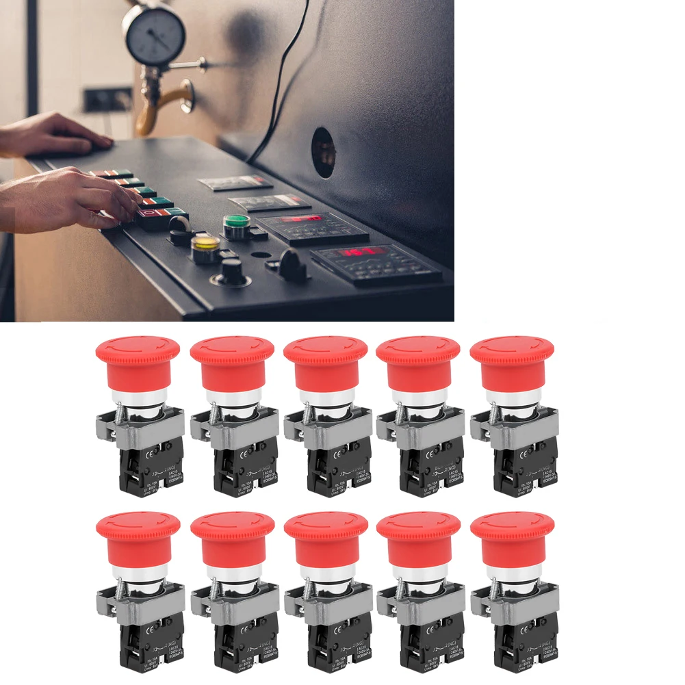 BERM@ Botão Equipamento de parada de emergência Liga de prata Contatos BEM‐XB2‐01ZS Botão de pressão 240V