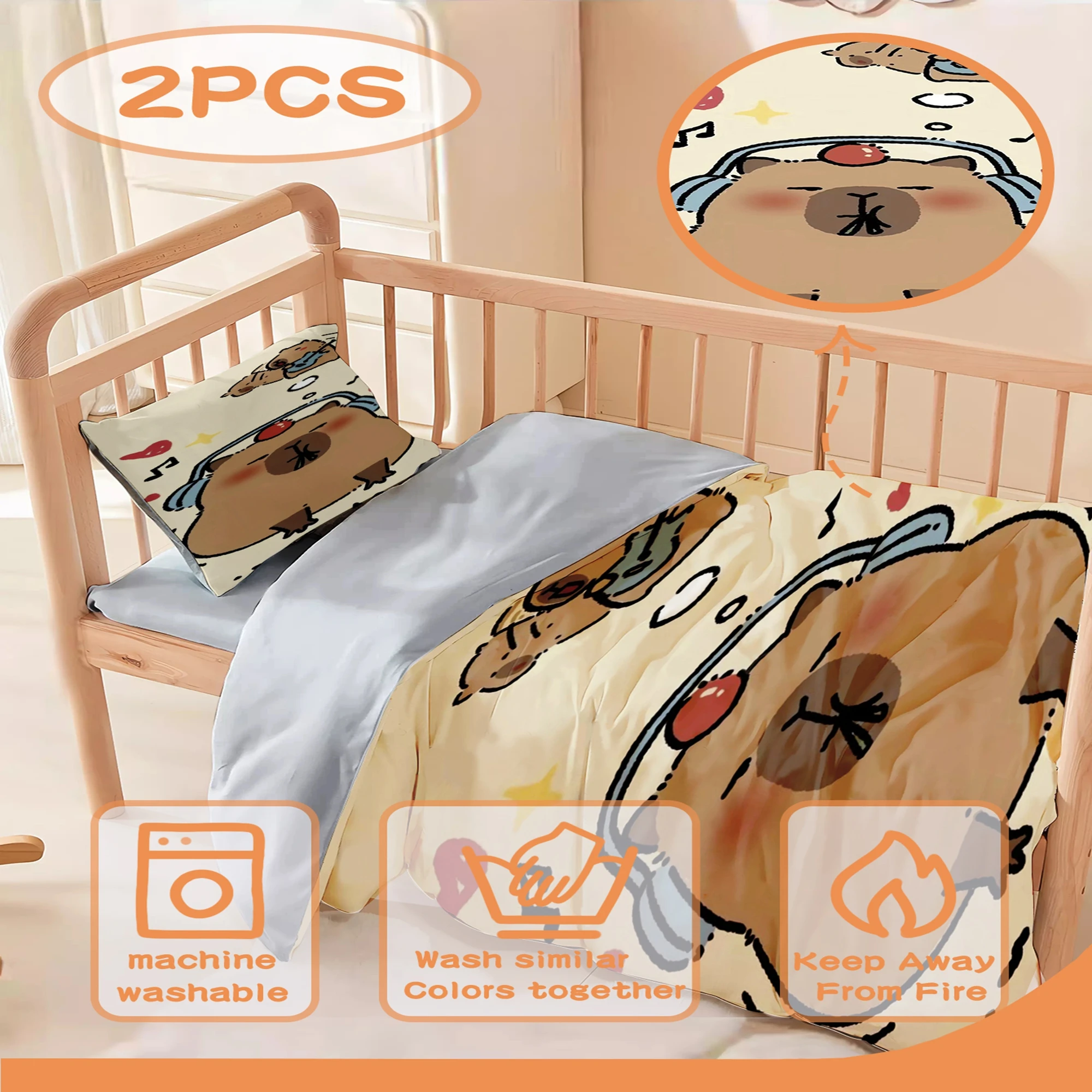 Funda nórdica de dibujos animados Capybara, juego de cama para bebé de 2 uds., diseño de conejillo de indias, ropa de cama para niño y niña, ropa de cama para cuna, Sábana de Pillocase