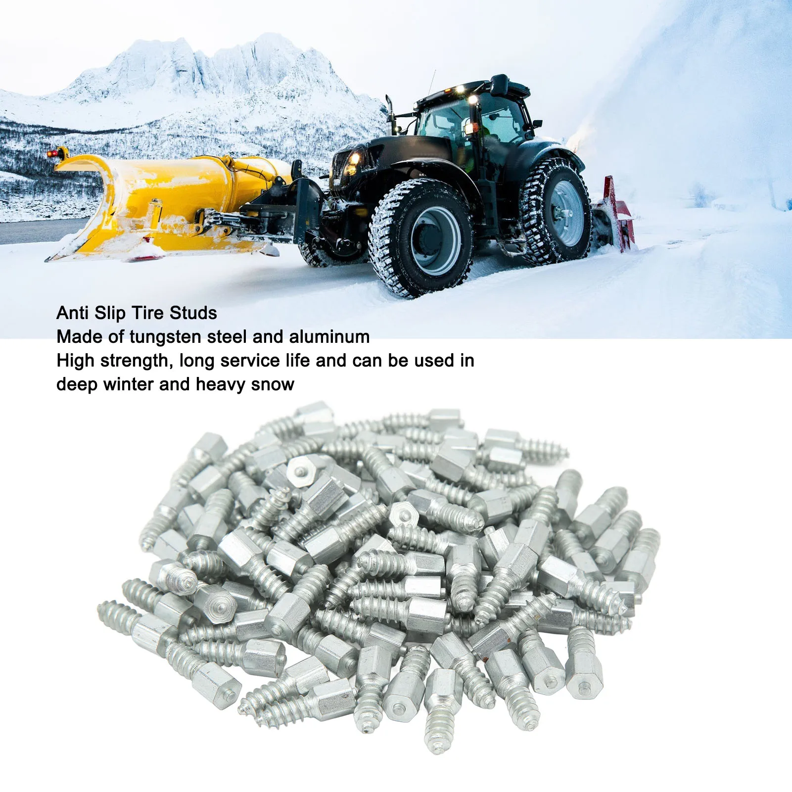 

100pcs Snow Tyre Screw M8 Thread Universal Anti Slip Wheel Tyre Screws For Loader Skid Steer Tractor Forklift