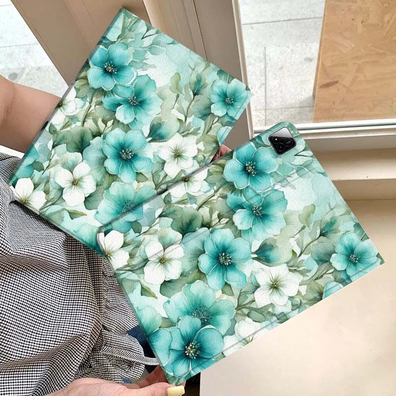 

Blue Floral Watercolor Pattern Tablet Case For Xiaomi Redmi Mini Pad SE K 2 4 5 6 7 8 2023 2025 11 8.8 11.2 10.1 Pro Gift