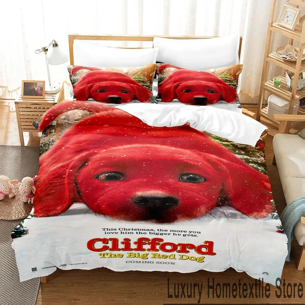 

3D Print Clifford the Big Red Dog Bedding Set Boys Girls Twin Queen King Size Duvet Cover Pillowcase Bed boys Adult