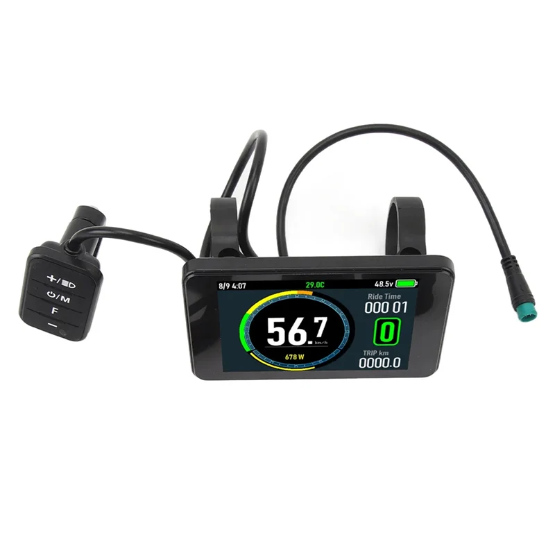 Effizientes T8-LCD-Display für Elektrofahrräder, bunter Bildschirm, 24 V bis 72 V, wasserdichter Fahrrad-Steuermonitor