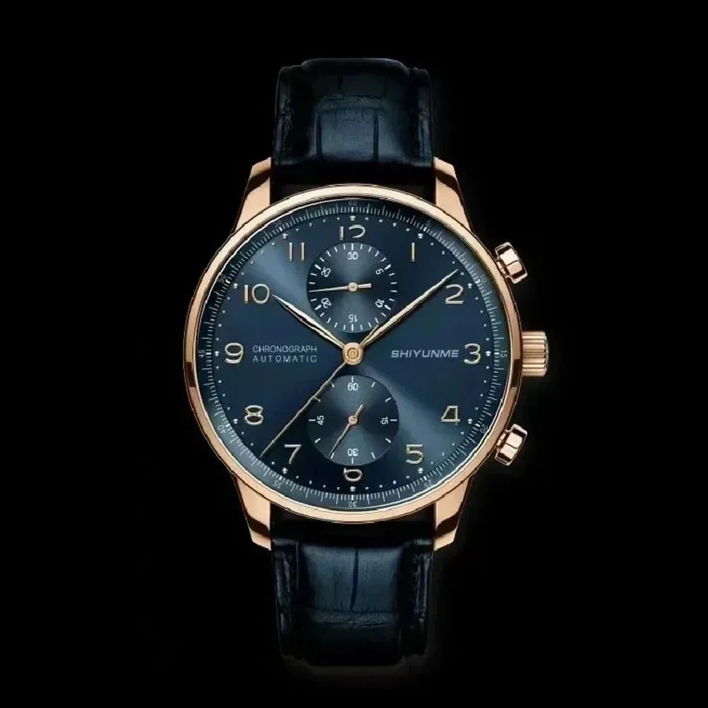 WATCH1 Store ساعة للجنسين كرونوغراف عنب أوتوماتيكية ميكانيكية متعددة الوظائف بمينا ستانلس ستيل