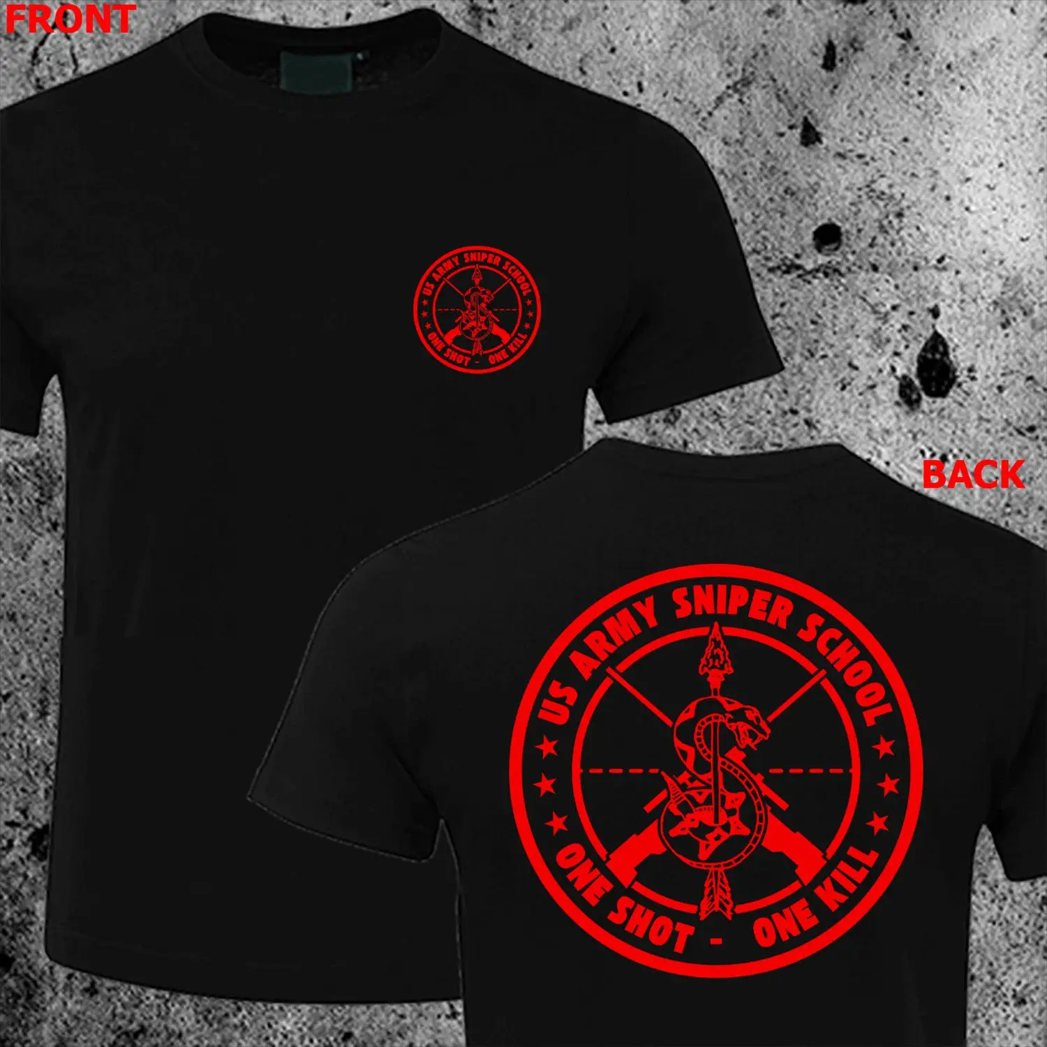 

Summer New US Army Special Forces Sniper School Fort Benning Training Camp Logo Short Sleeve Cotton T-Shirt Men's Casual Top