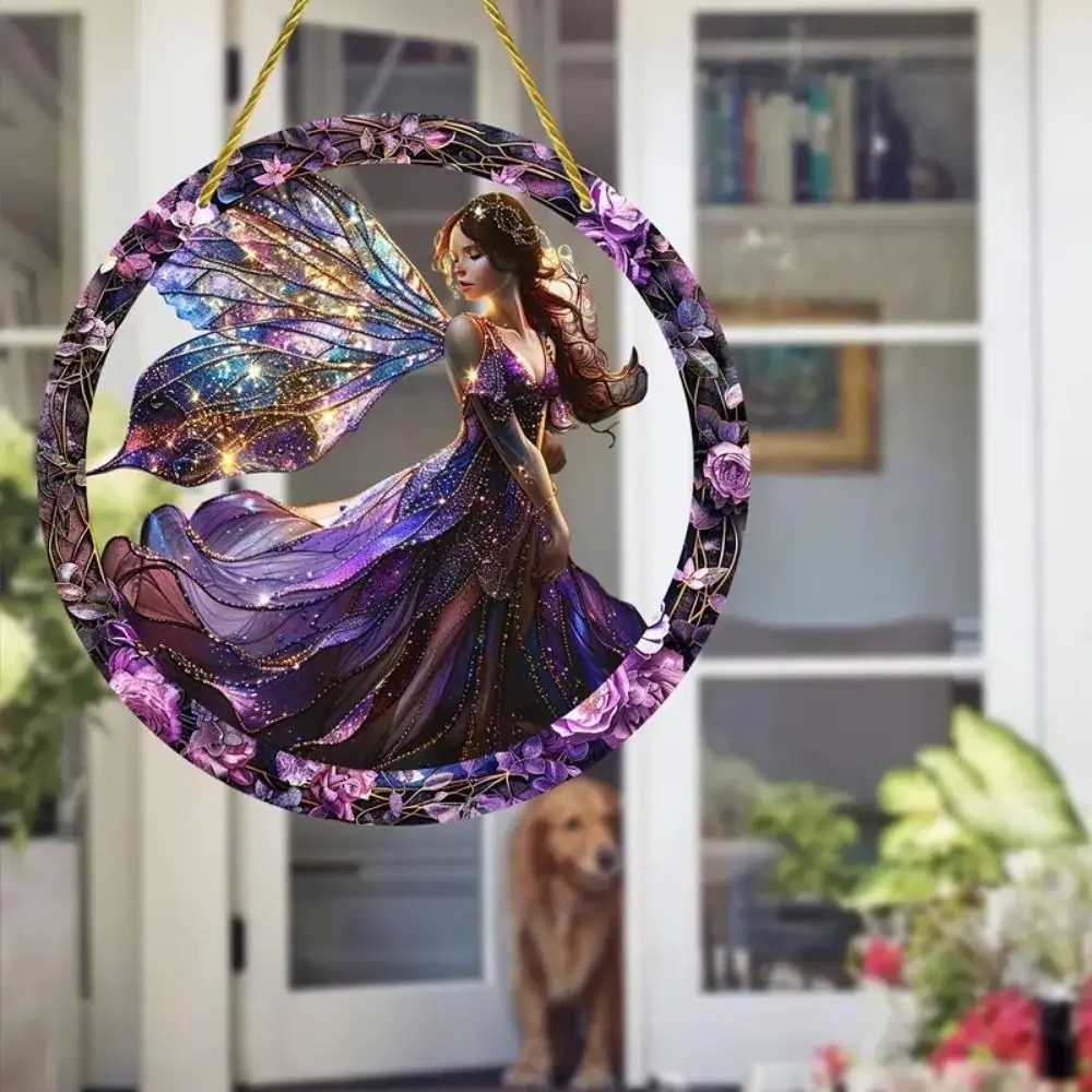 Colorful Elven Sun Catcher Flower Fairies Shiny Wall Hanging Decoration Double-sided Decorative Sign Stained Acrylic Sun Catcher