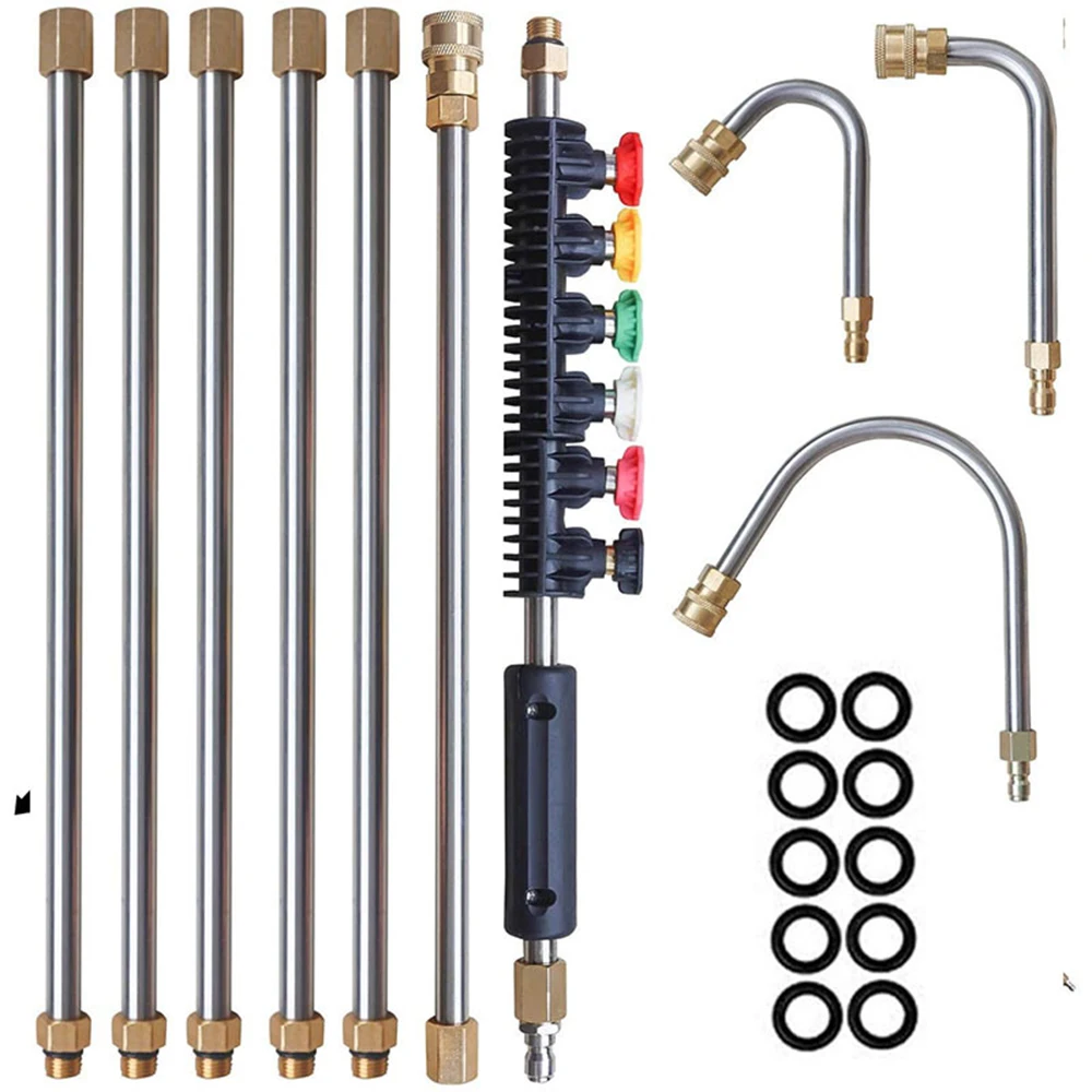 

4000PSI Pressure Washer Extension Wand 10 PCS High Pressure Washer Lance with 5 Atomization Nozzle Tips 1/4" Quick Connect