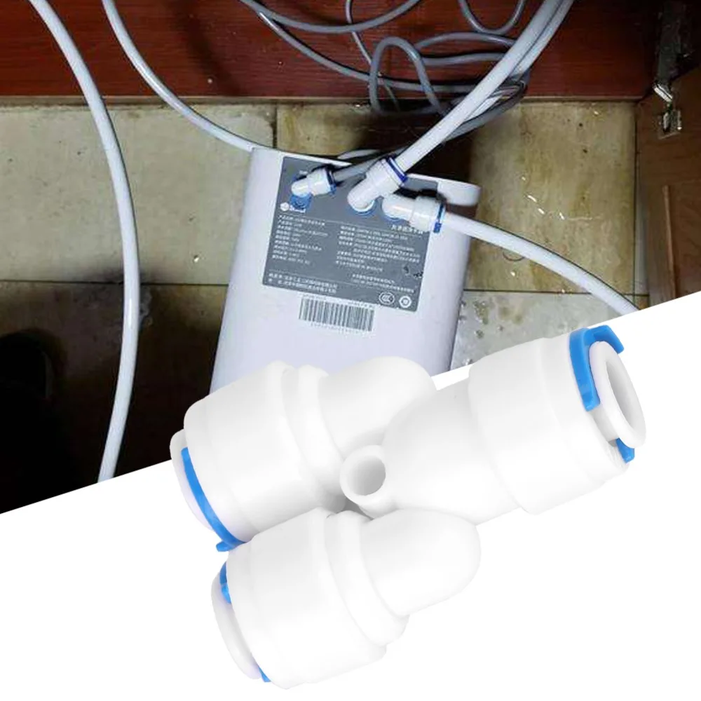 5PCS Durable POM PE Pipe Connector G1/4 Thread White PE Pipe Joint Y Tee Shape Push-Fit Y Tee Connector RO System