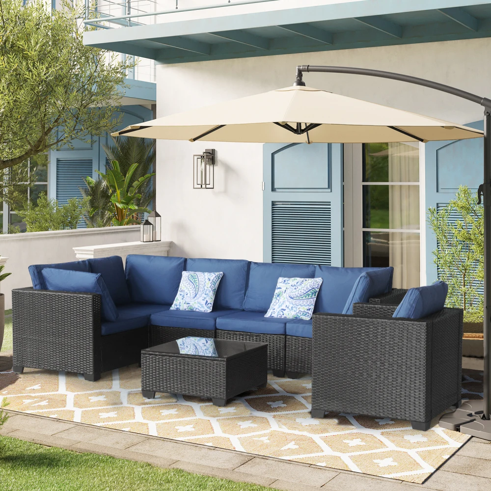 

7 Pieces Outdoor Set Furniture Patio Furniture Sets Conversation Sets Balcony Outdoor Sectional, Garden Furniture Sets