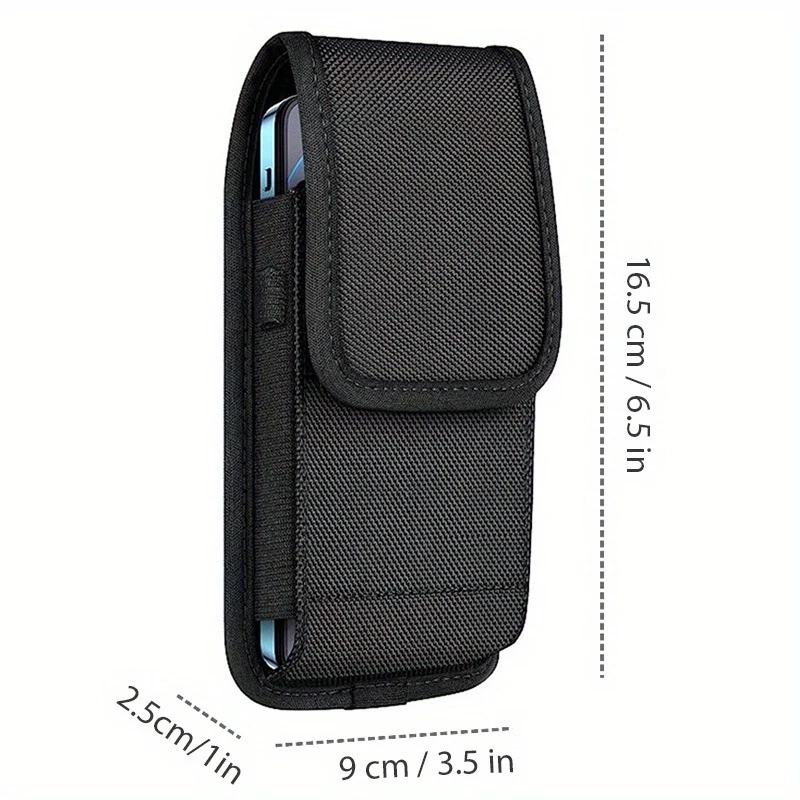Universal mobile phone waist bag, durable nylon phone pouch, vertical style men's leather case, Oxford cloth nylon belt-wearable