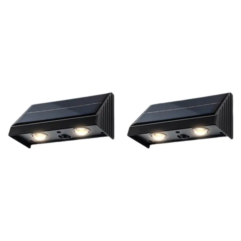Waterproof Solar Light 2PCS Outdoor LED 3000K Warm White Downlights Dusk To Dawn For Fence, Wall, Address
