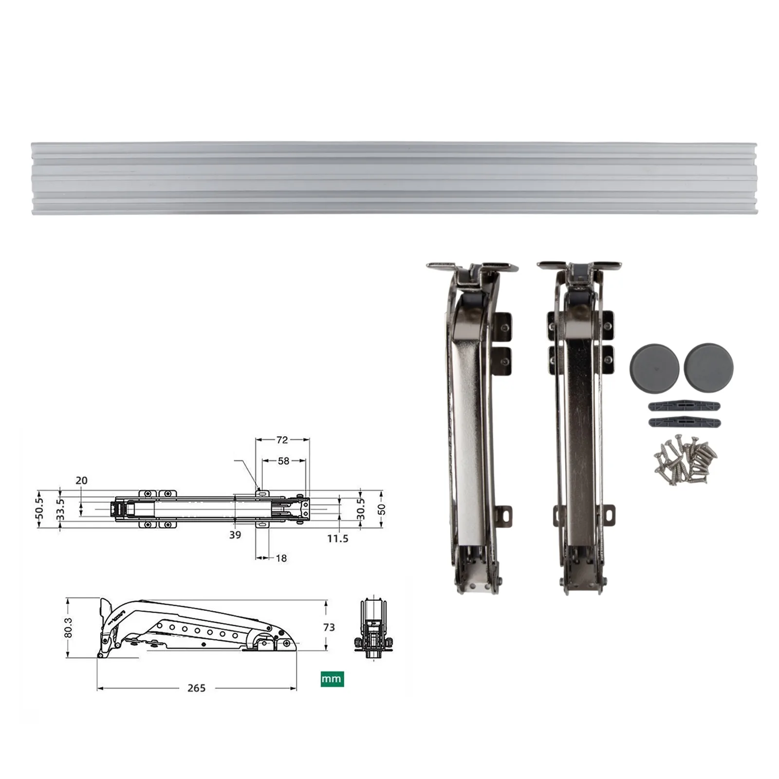 Home Organization Cabinet Door Hinge Damping System 180 Degree Door Opening Hinge Cabinet Hinge Connecting Rod 58cm